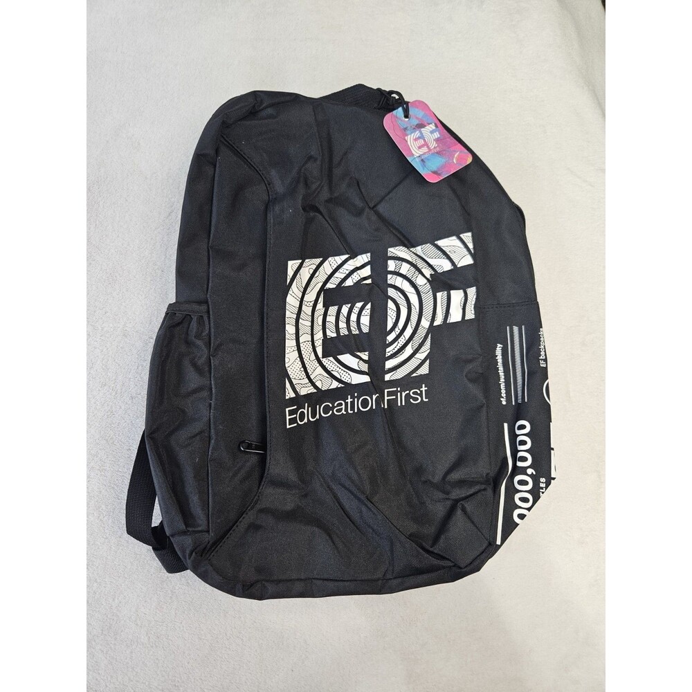 Education First (EF) Backpack Black And White. NWT 2025. Recycled material 18"